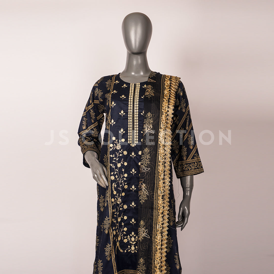 3 Pc Lawn Embroidered Chiffon Dupatta Cutwork Un-stitched-UN2374