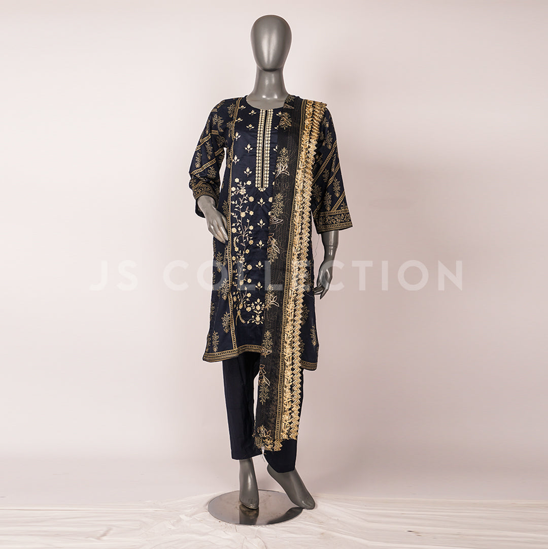 3 Pc Lawn Embroidered Chiffon Dupatta Cutwork Un-stitched-UN2374