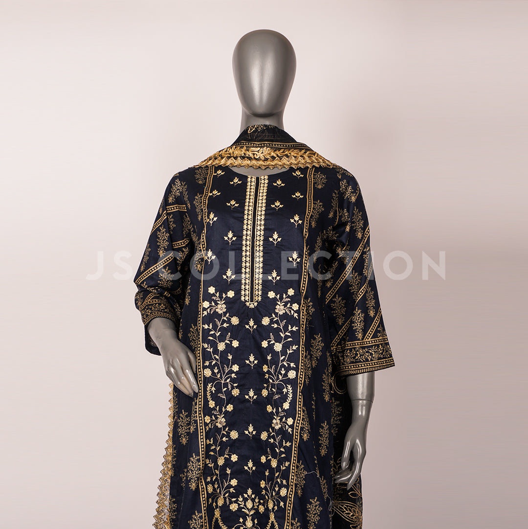 3 Pc Lawn Embroidered Chiffon Dupatta Cutwork Un-stitched-UN2374