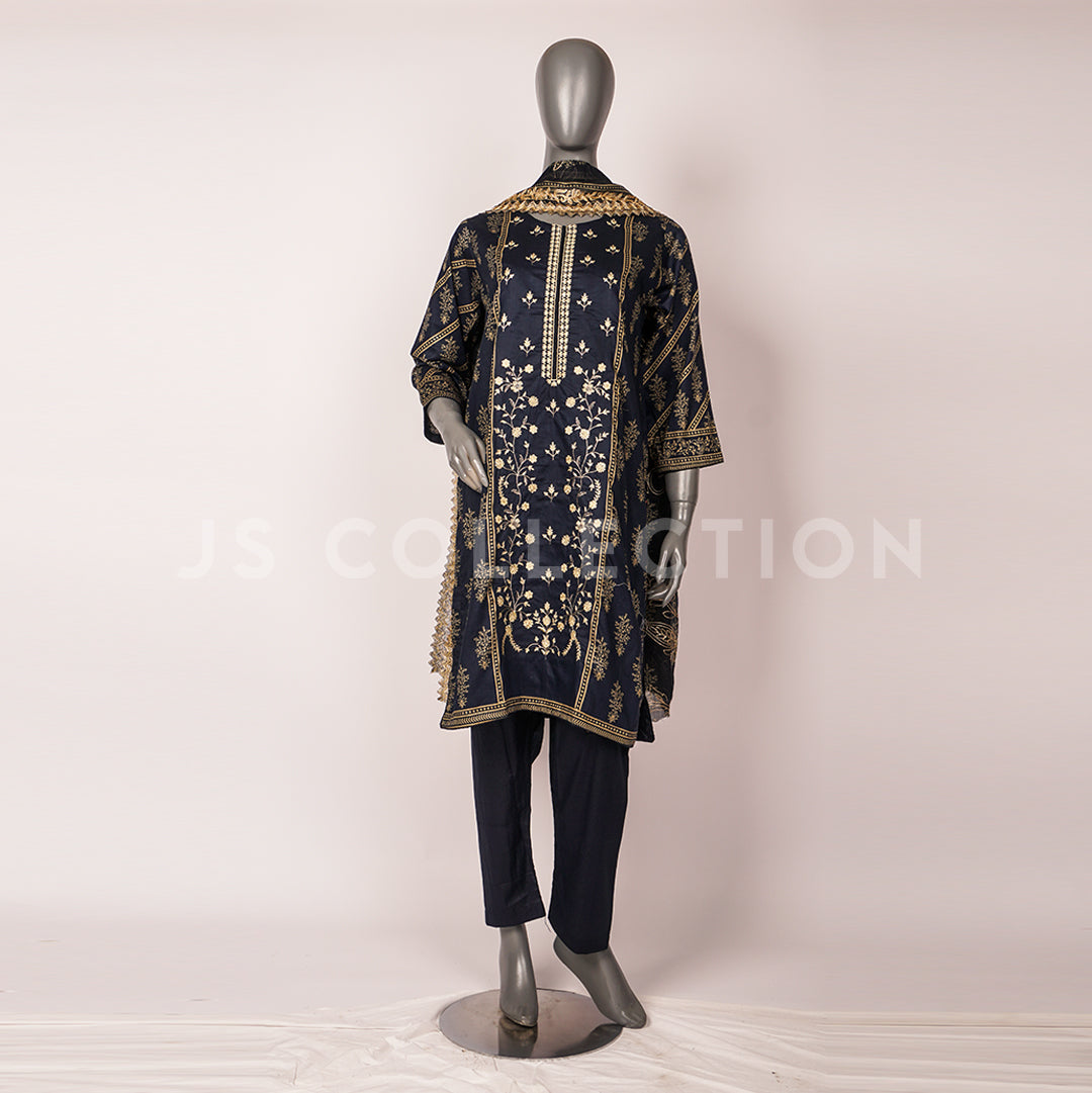 3 Pc Lawn Embroidered Chiffon Dupatta Cutwork Un-stitched-UN2374