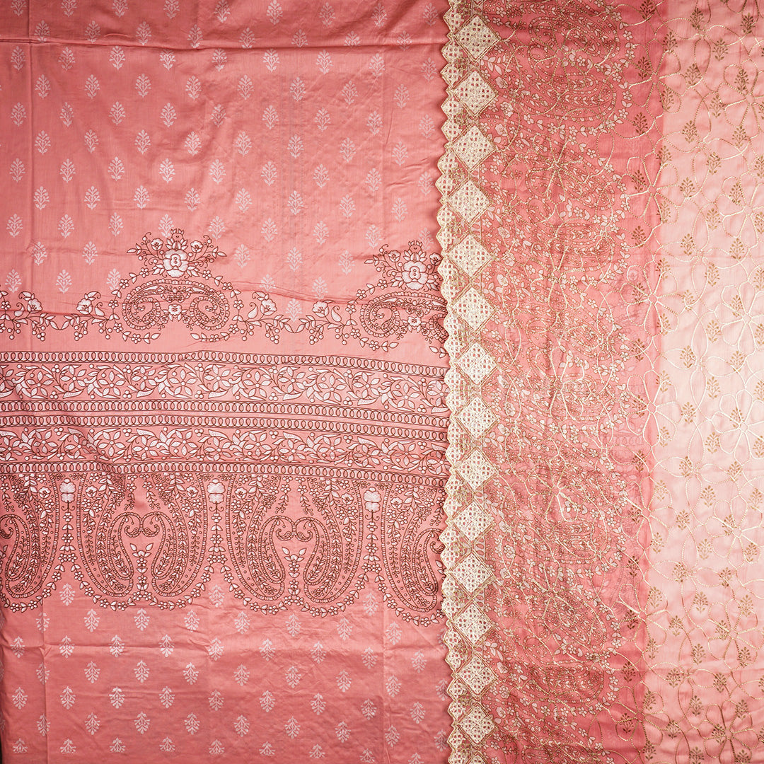 3 Pc Lawn Embroidered Chiffon Dupatta Cutwork Un-stitched-UN2397a