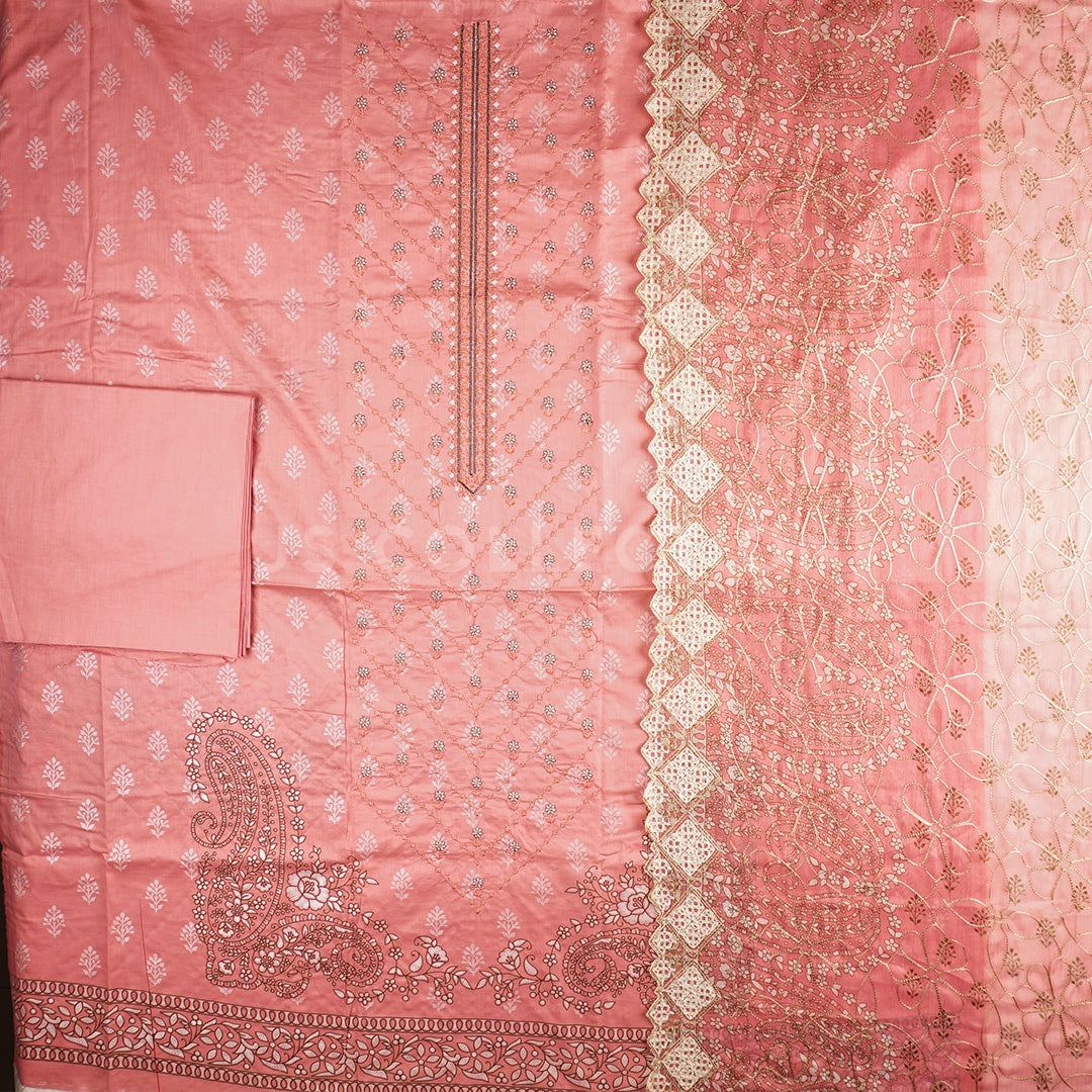 3 Pc Lawn Embroidered Chiffon Dupatta Cutwork Un-stitched-UN2397a