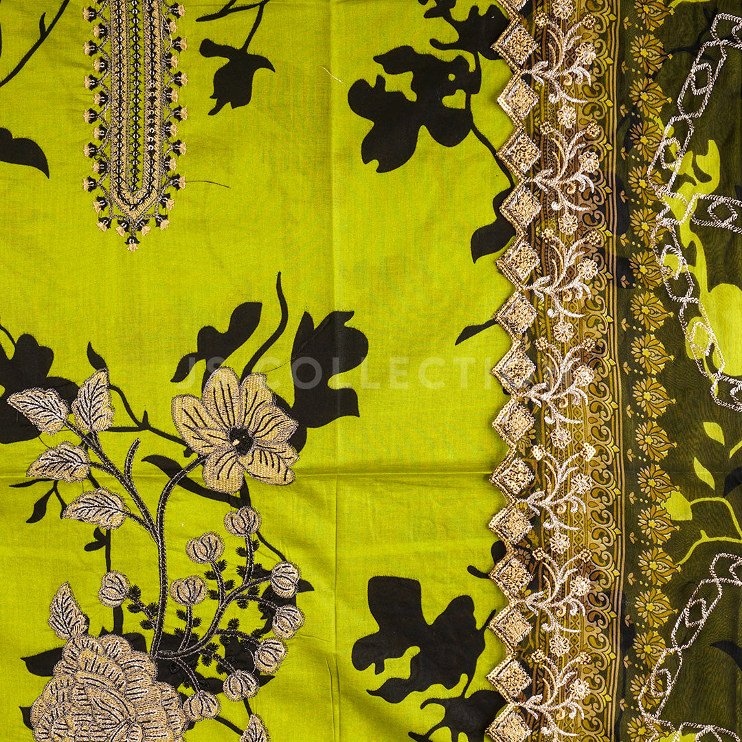 3 Pc Lawn Embroidered Chiffon Dupatta Cutwork Un-stitched-UN2399c