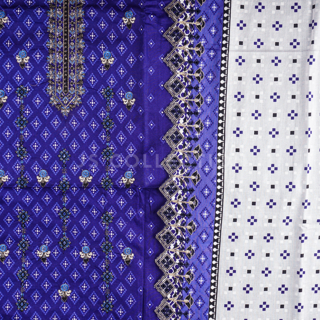 3 Pc Lawn Embroidered Lawn Dupatta Cutwork Un-stitched-UN2404a
