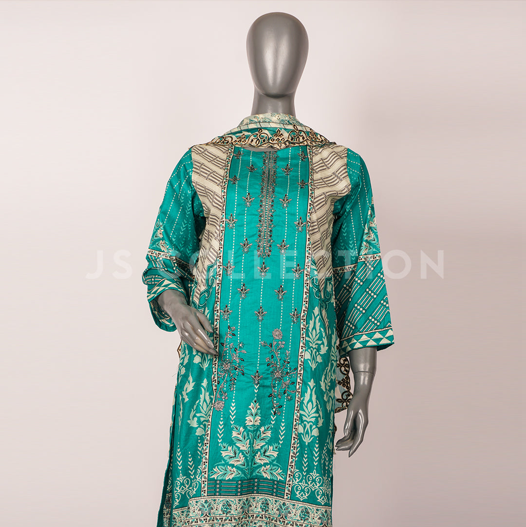 3 Pc Lawn Embroidered Chiffon Dupatta Cutwork Un-stitched-UN2382