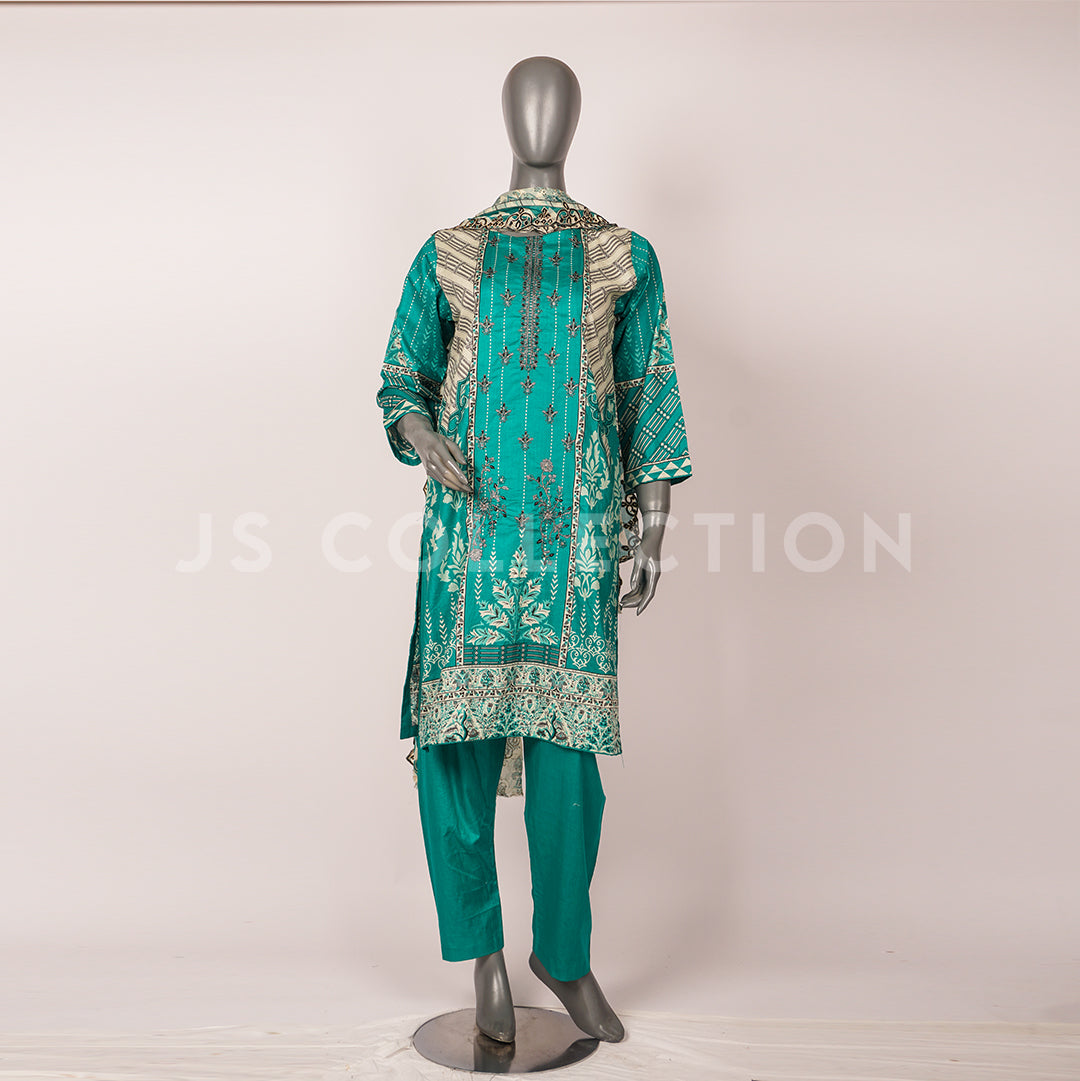 3 Pc Lawn Embroidered Chiffon Dupatta Cutwork Un-stitched-UN2382