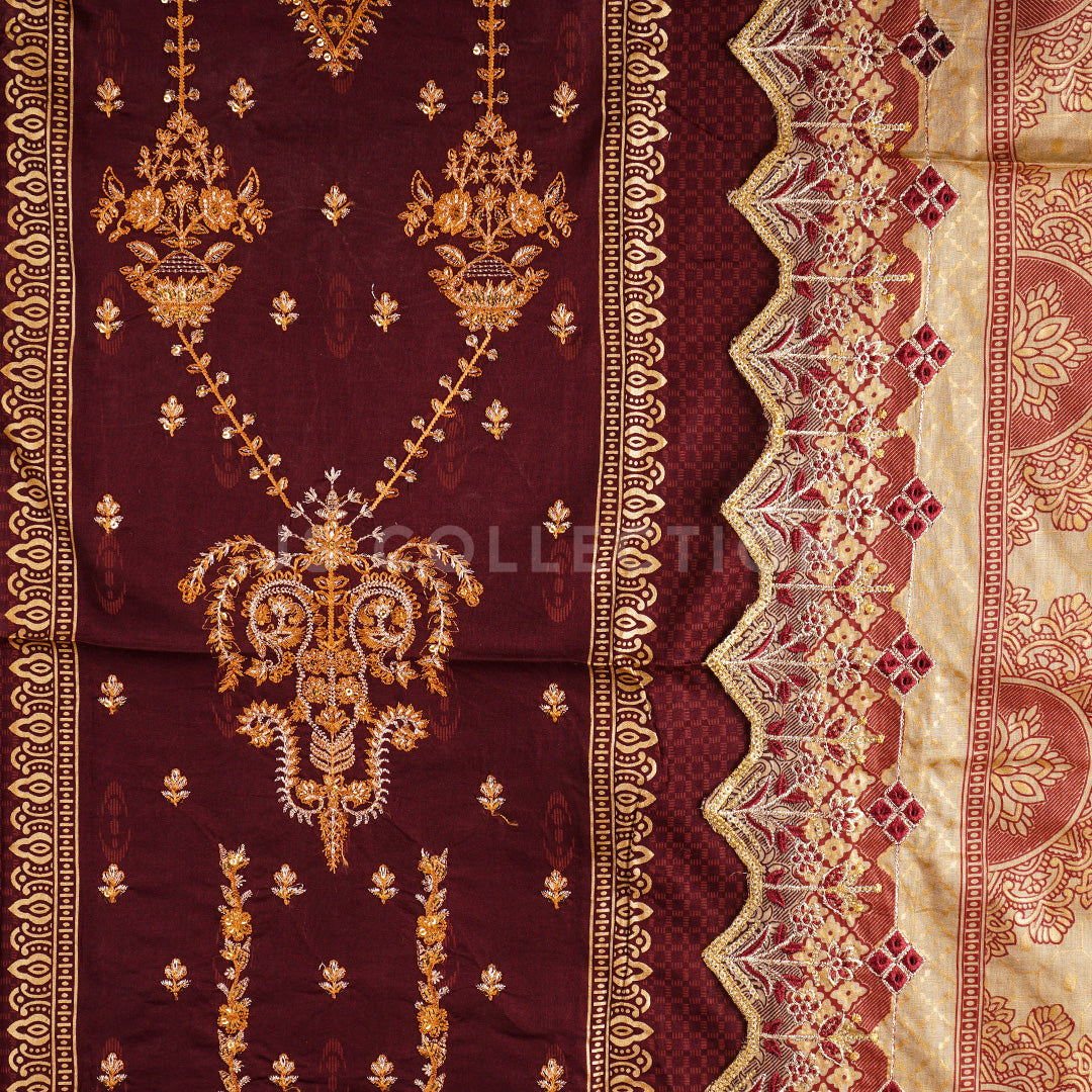 3 Pc Lawn Embroidered Lawn Dupatta Cutwork Un-stitched-UN2405b