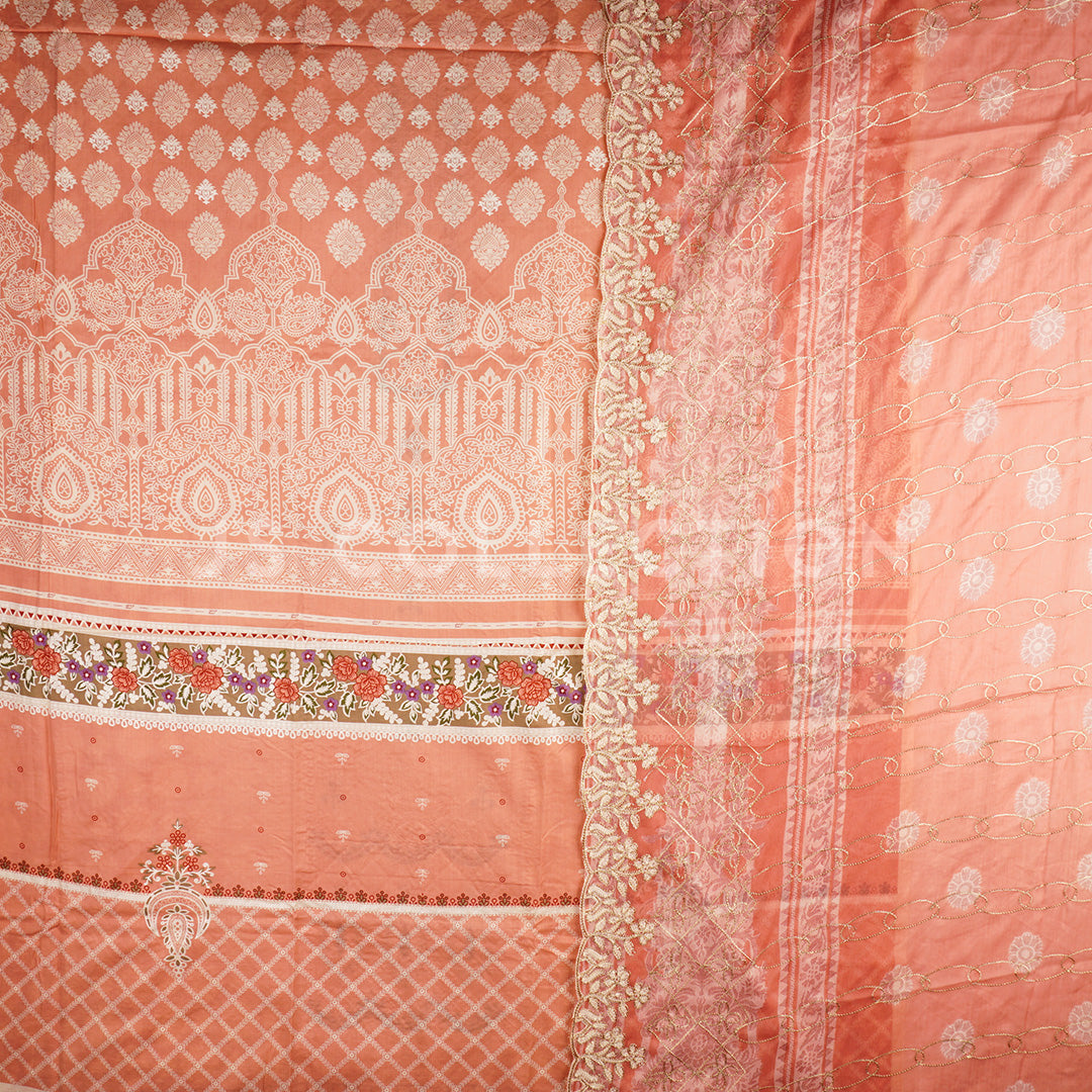 3 Pc Lawn Embroidered Chiffon Dupatta Cutwork Un-stitched-UN2387a