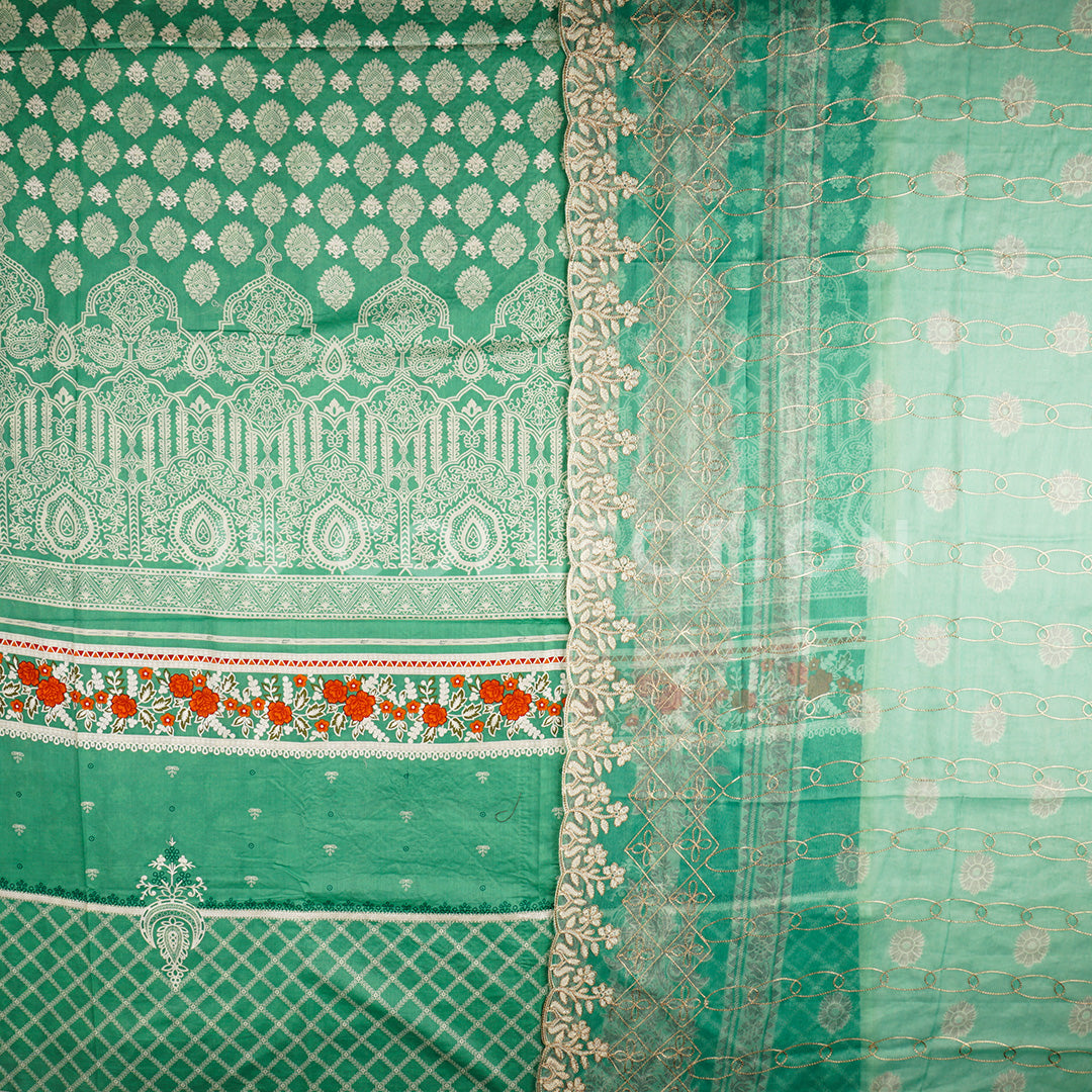 3 Pc Lawn Embroidered Chiffon Dupatta Cutwork Un-stitched-UN2387b