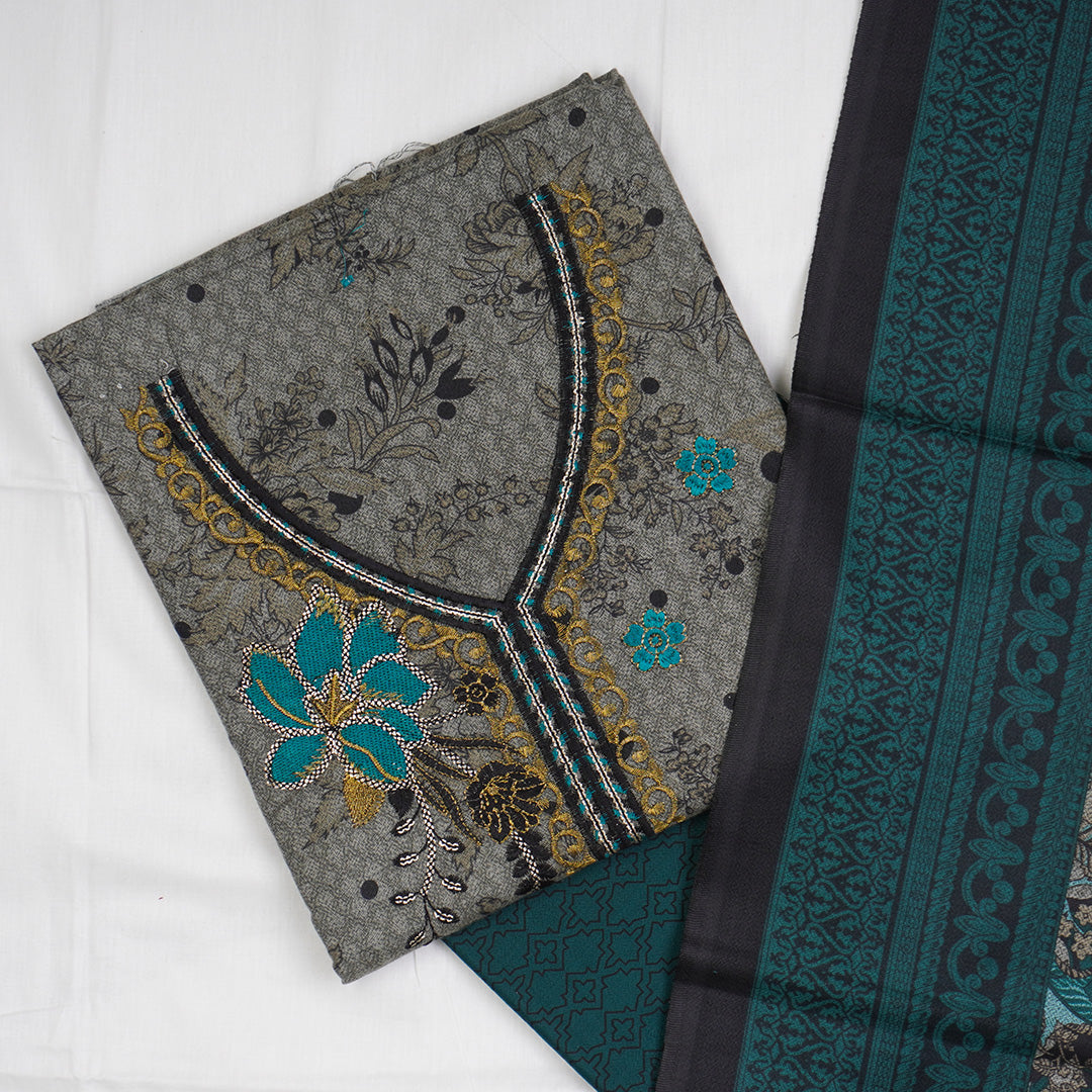 3 Pc Dhanak Embroidered Un-stitched-UN2427