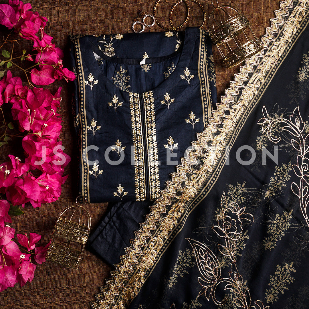 3 Pc Lawn Embroidered Chiffon Dupatta Cutwork Un-stitched-UN2374