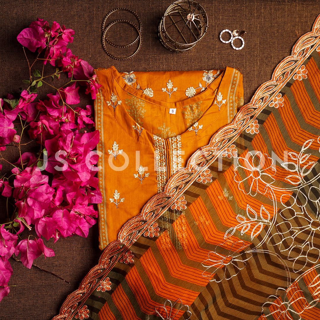 3 Pc Lawn Embroidered Chiffon Dupatta Cutwork Un-stitched-UN2386