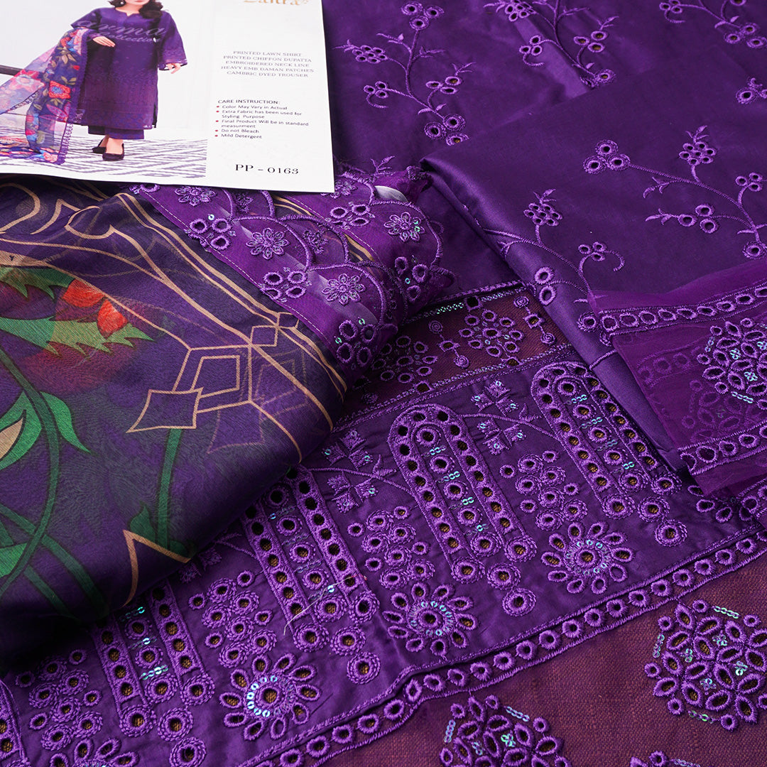 3 Pc Lawn Chikankari with Chiffon Dupatta Un-stitched-UN2717