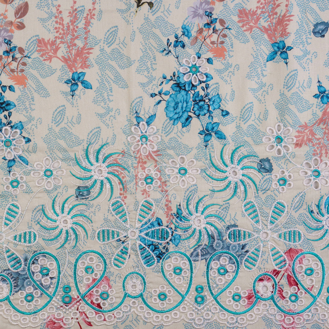 3 Pc Cotton Chikankari with Chiffon Dupatta Un-stitched-UN2695
