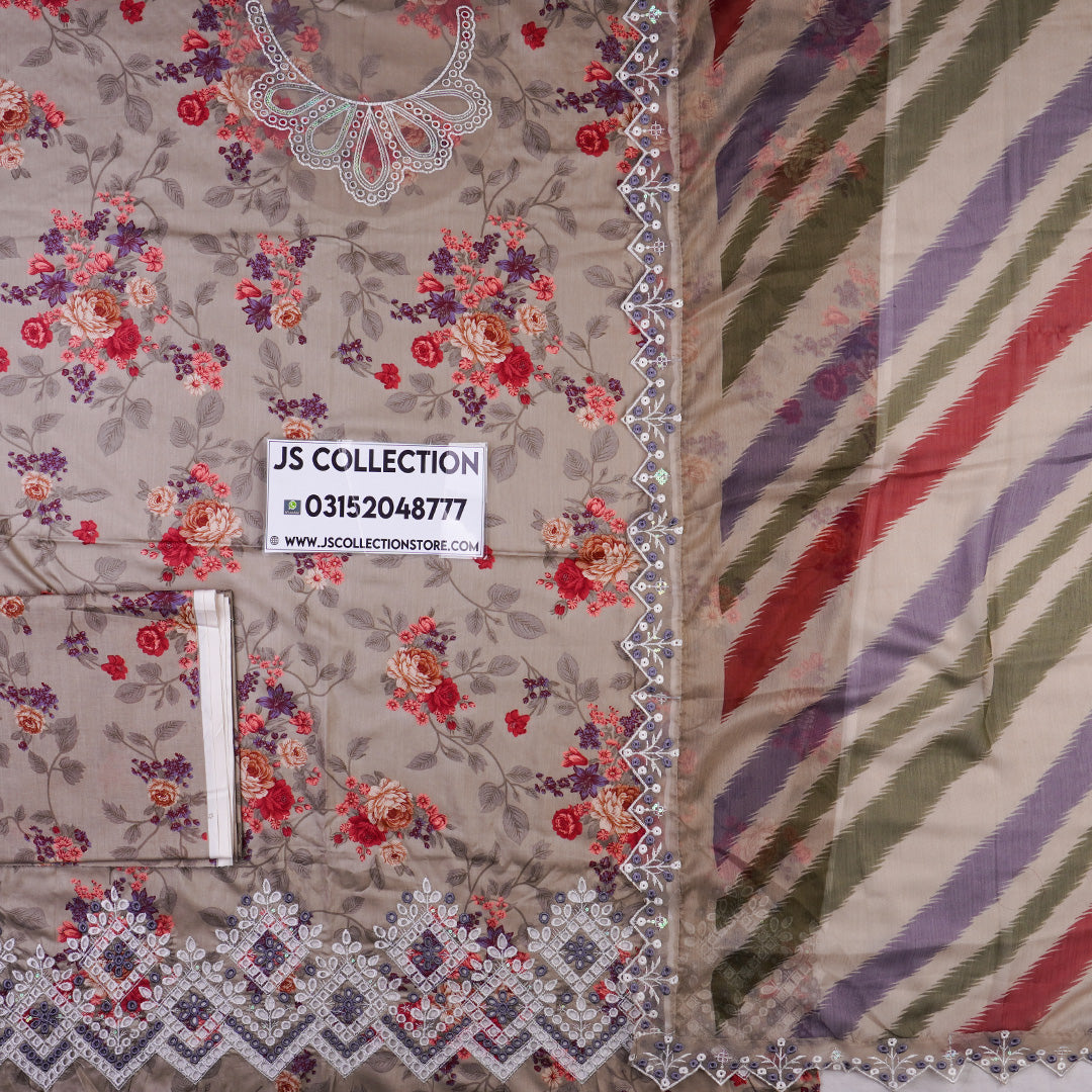 3 Pc Lawn Chikankari with Chiffon Embroidered Dupatta Un-stitched-UN2702