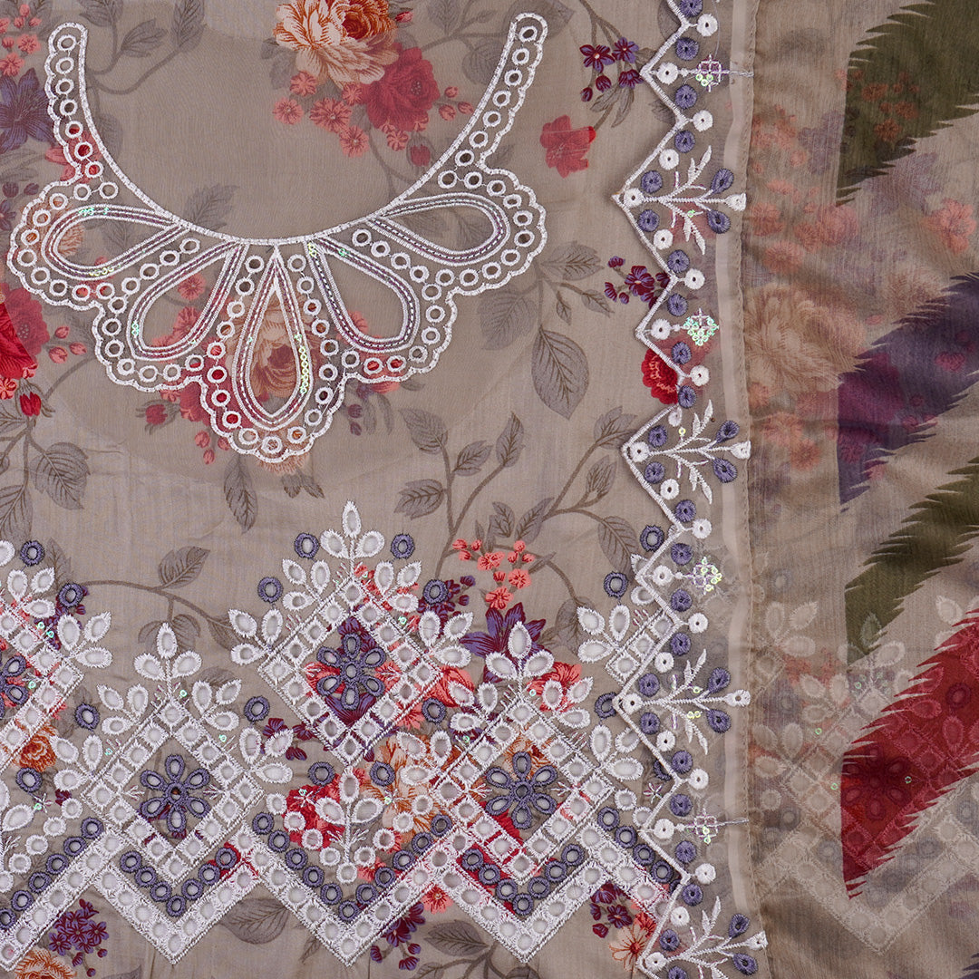 3 Pc Lawn Chikankari with Chiffon Embroidered Dupatta Un-stitched-UN2702