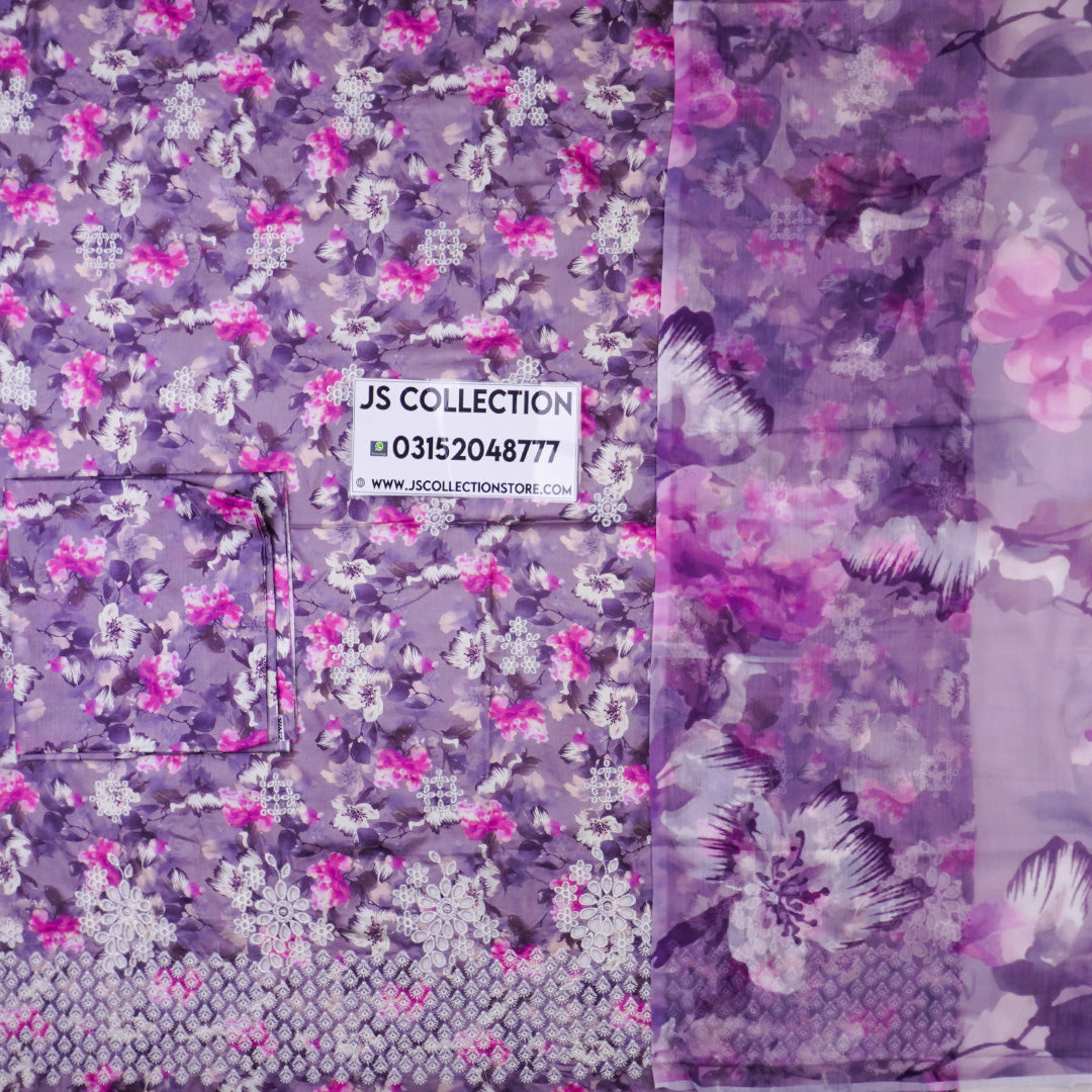 3 Pc Lawn Chikankari with Chiffon Dupatta Un-stitched-UN2701