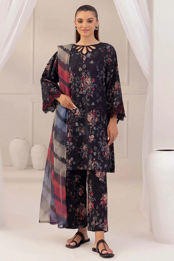3 Pc Lawn Chikankari with Chiffon Embroidered Dupatta Un-stitched-UN2704