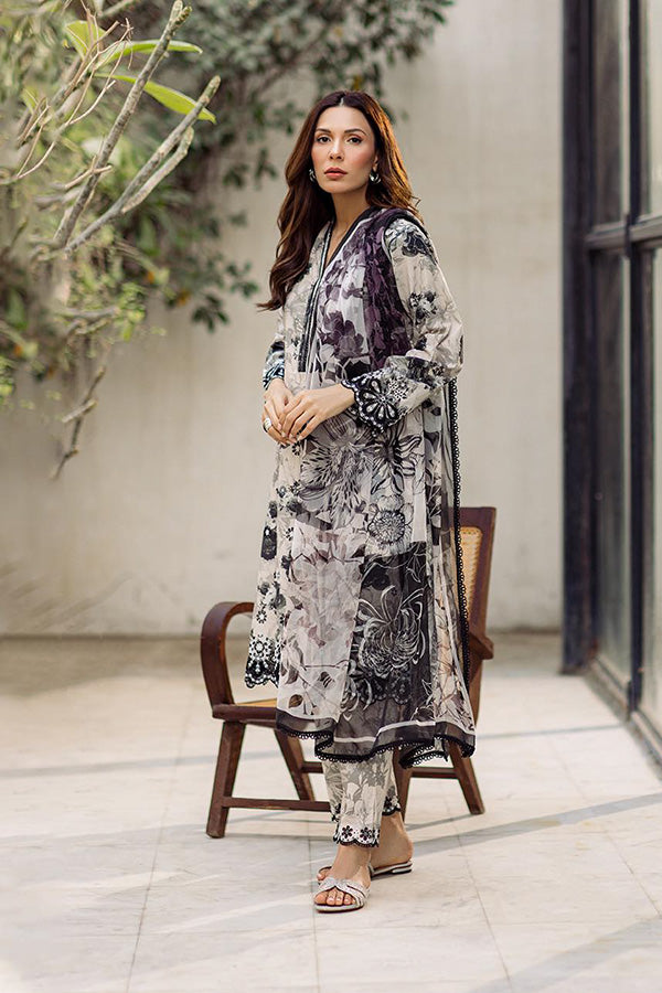 3 Pc Cotton Chikankari with Chiffon Dupatta Un-stitched-UN2692
