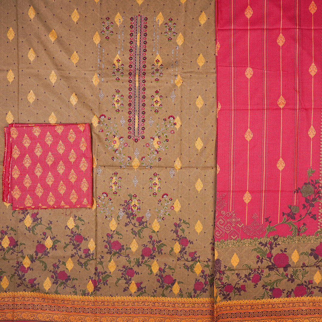 3 Pc Dhanak Embroidered Un-stitched-UN2430