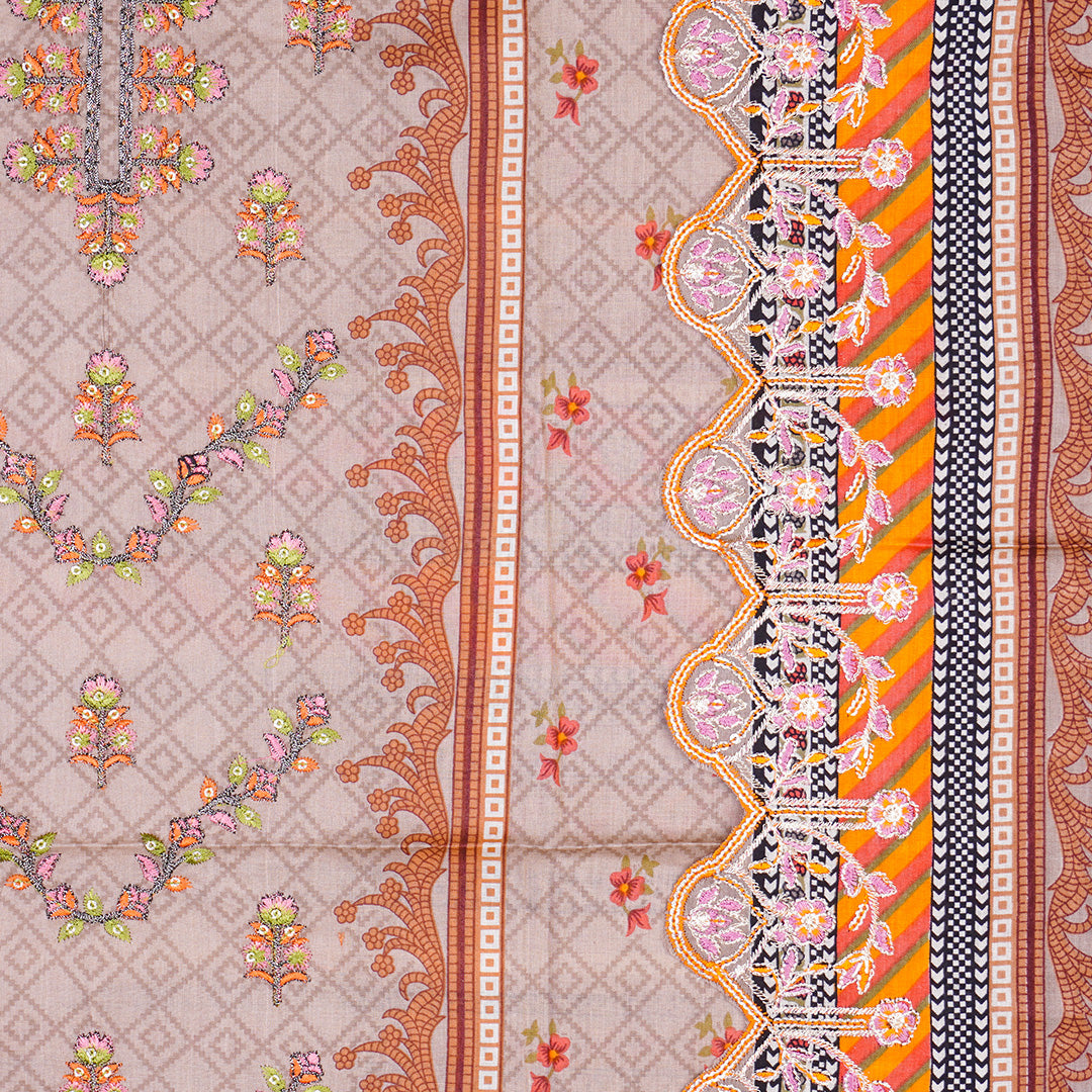3 Pc Lawn Embroidered Lawn Dupatta Cutwork Un-stitched-UN2516