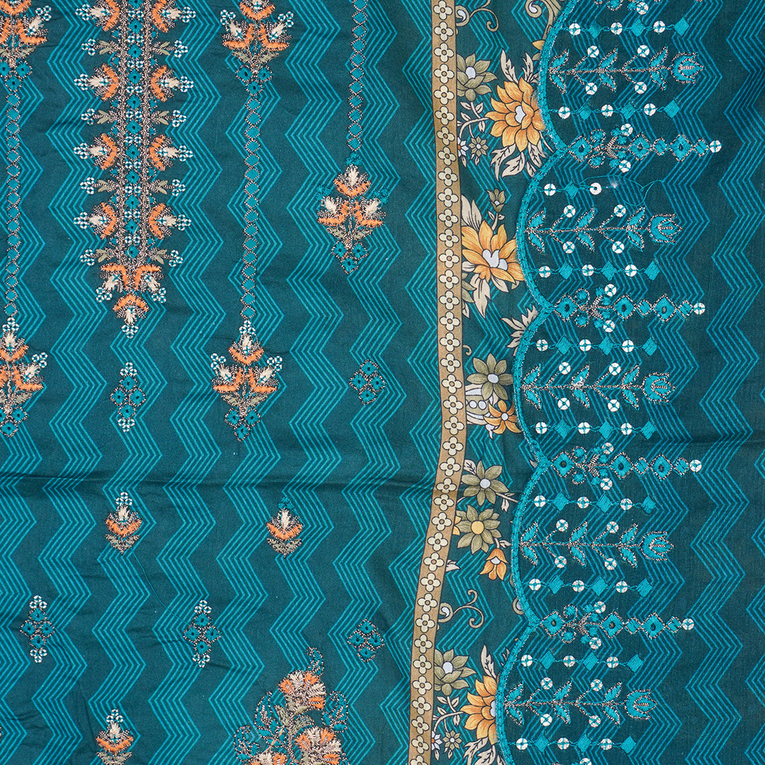 3 Pc Digital Printed Lawn Embroidered Lawn Dupatta Cutwork Un-stitched-UN2591