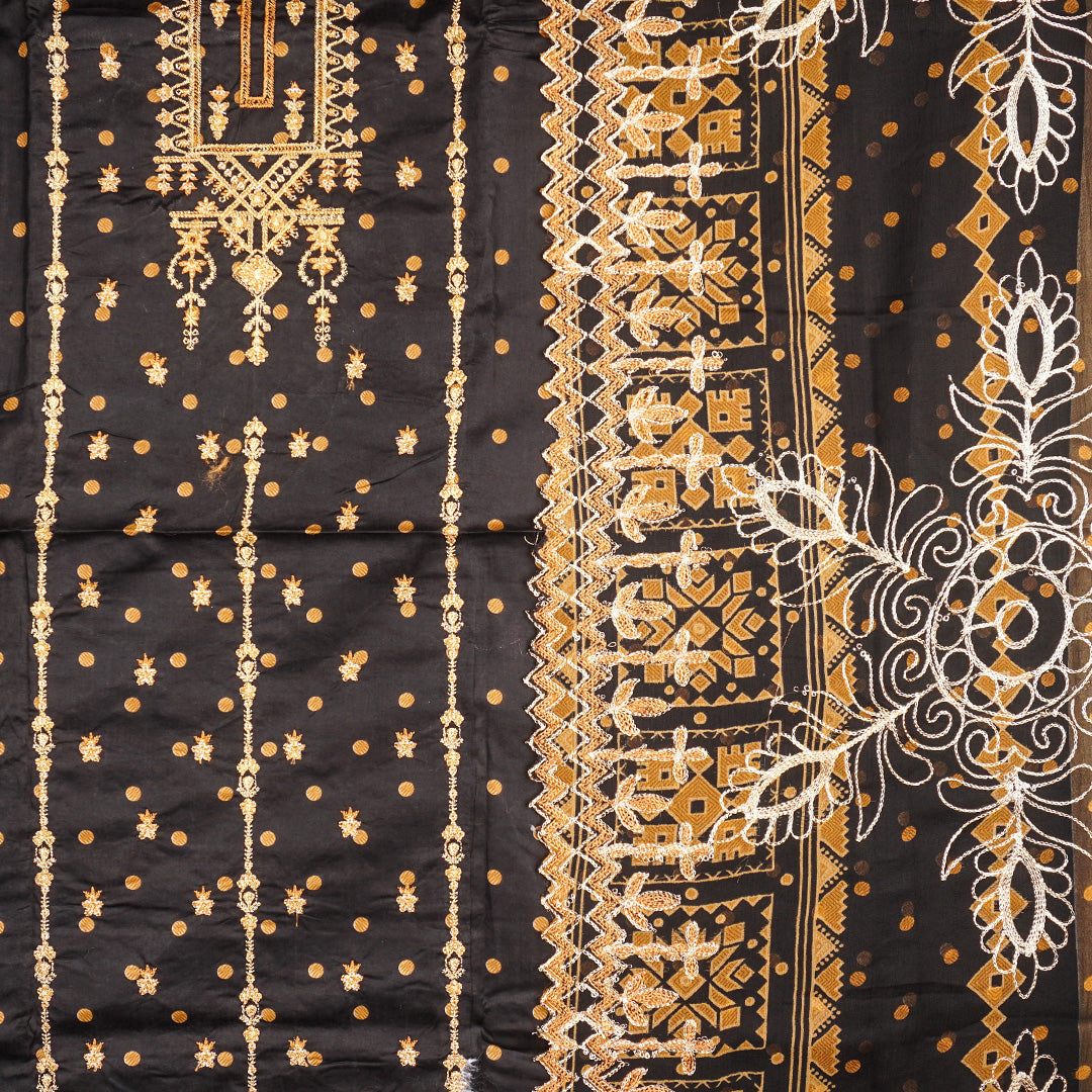 3 Pc Lawn Embroidered Chiffon Dupatta Cutwork Un-stitched-UN2325