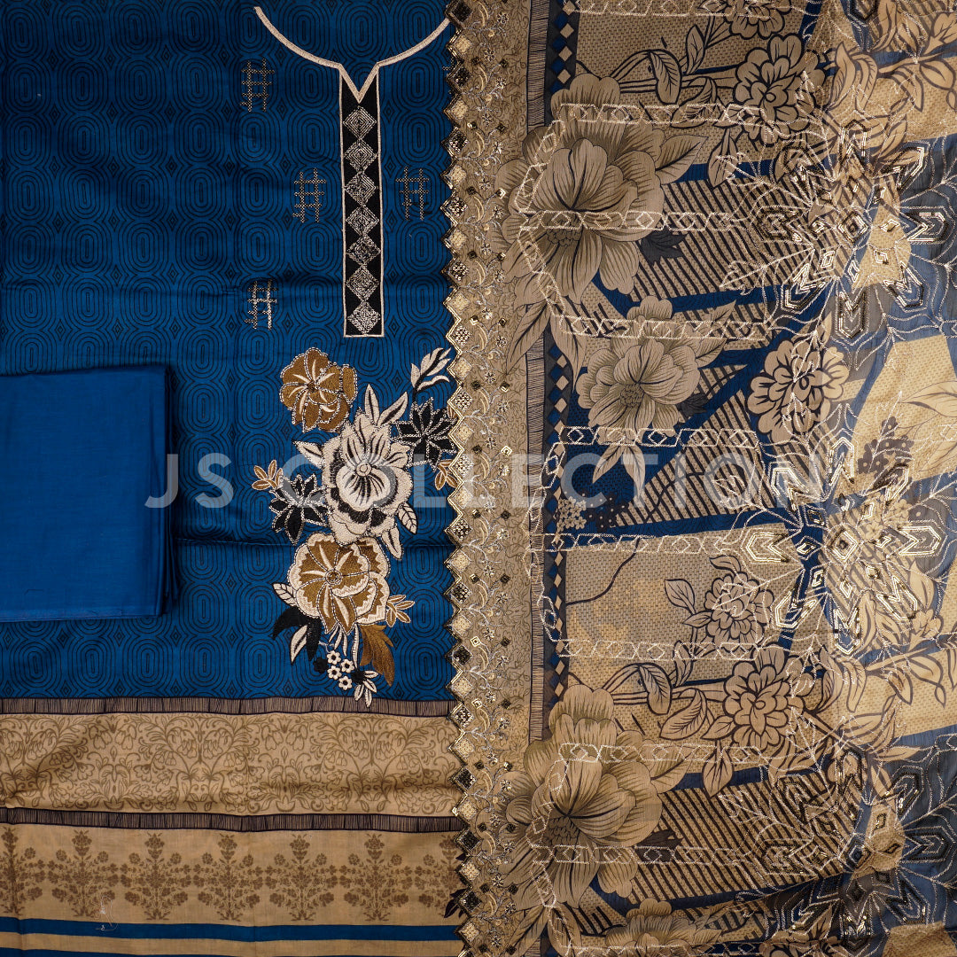 3 Pc Lawn Embroidered Chiffon Dupatta Cutwork Un-stitched-UN2332