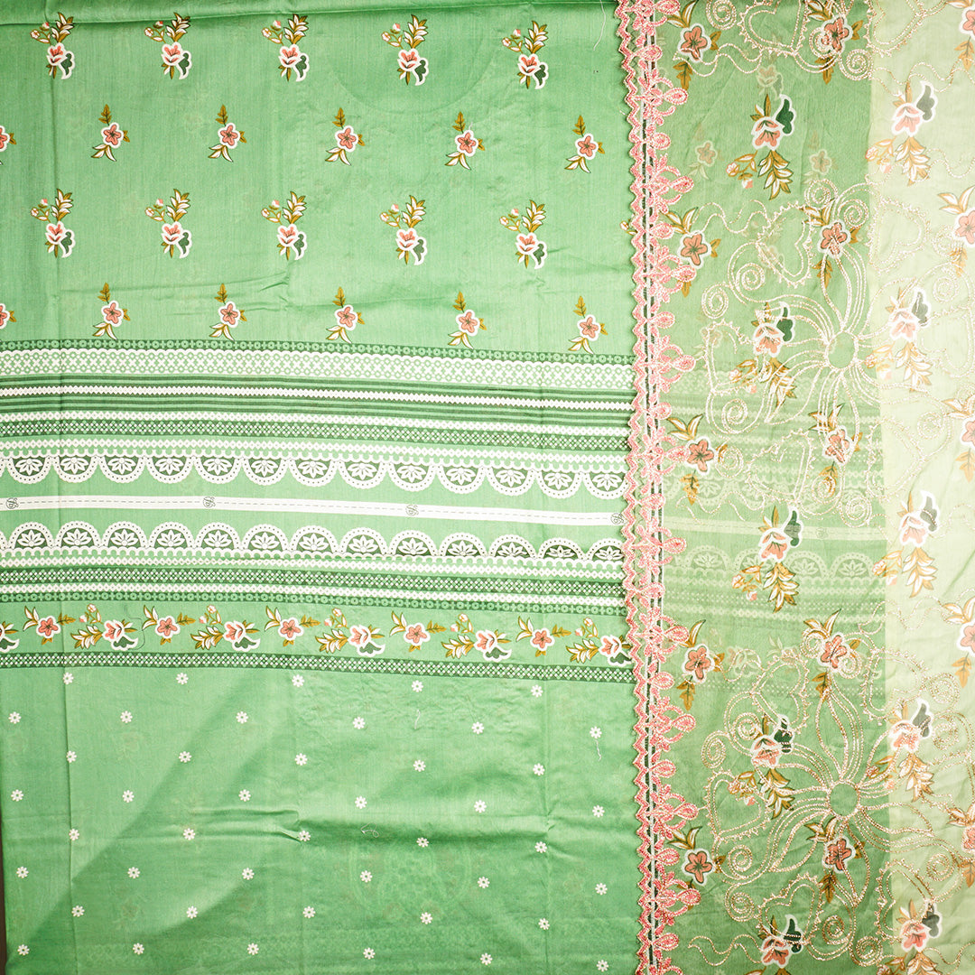 3 Pc Lawn Embroidered Chiffon Dupatta Cutwork Un-stitched-UN2318