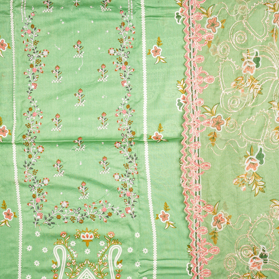 3 Pc Lawn Embroidered Chiffon Dupatta Cutwork Un-stitched-UN2318