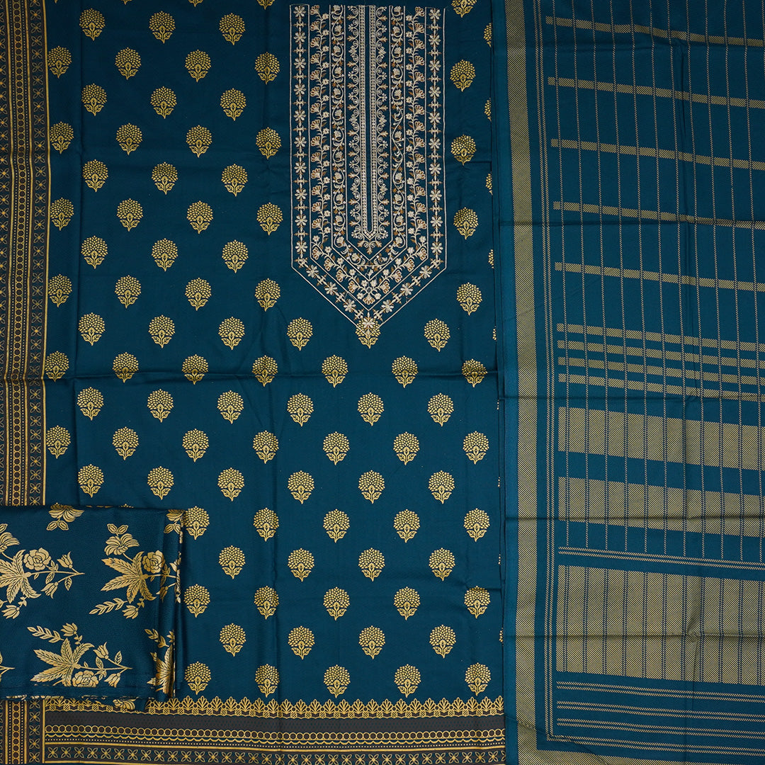 3 Pc Dhanak Embroidered Un-stitched-UN2420