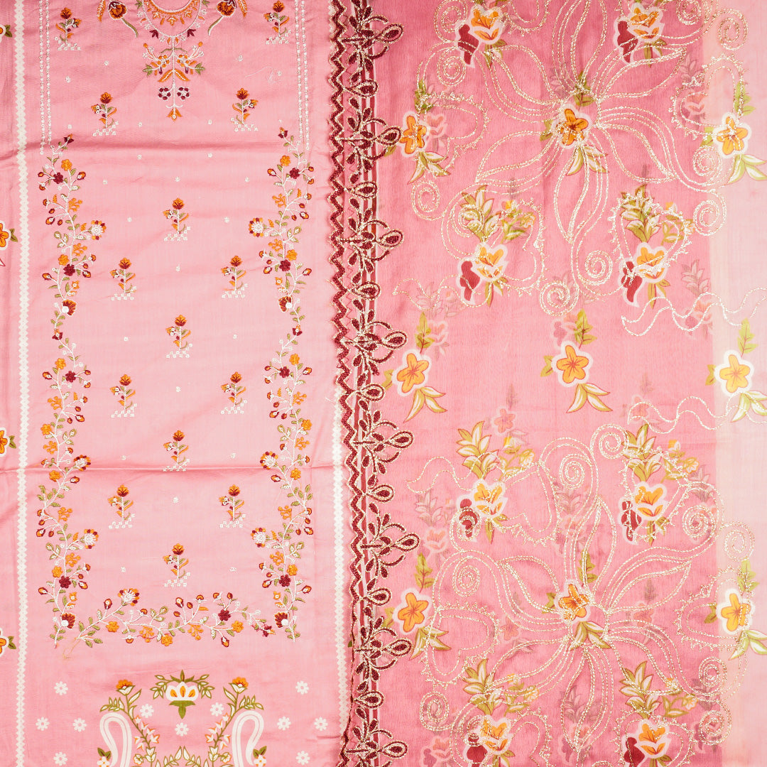 3 Pc Lawn Embroidered Chiffon Dupatta Cutwork Un-stitched-UN2317