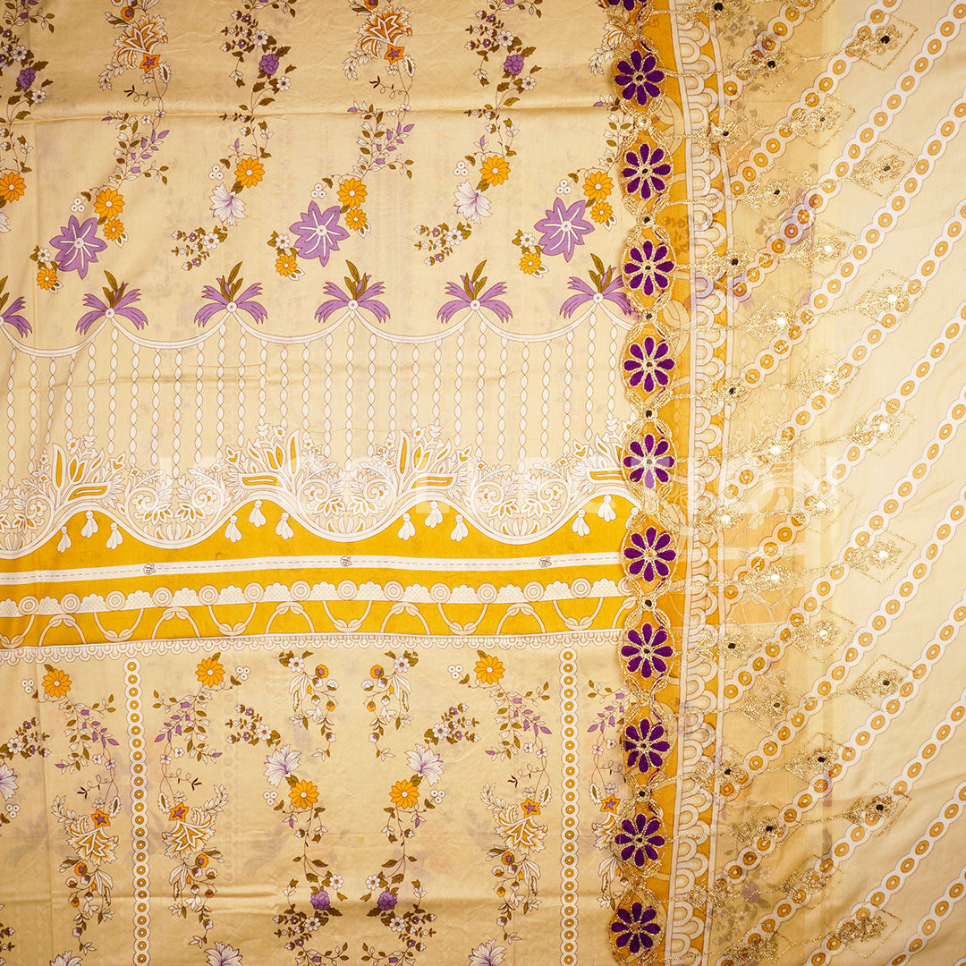 3 Pc Lawn Embroidered Chiffon Dupatta Cutwork Un-stitched-UN2310