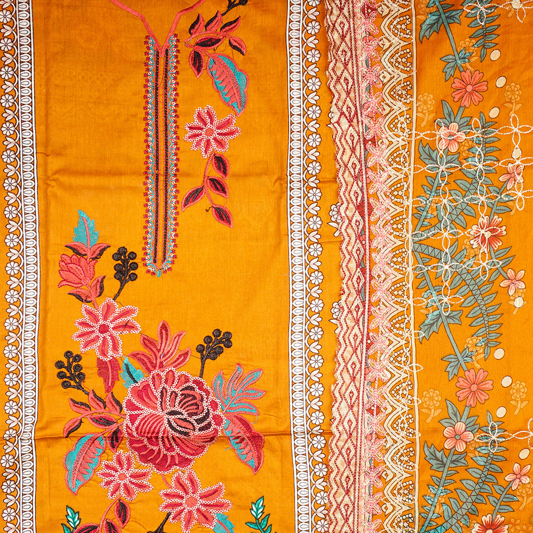 3 Pc Lawn Embroidered Chiffon Dupatta Cutwork Un-stitched-UN2321
