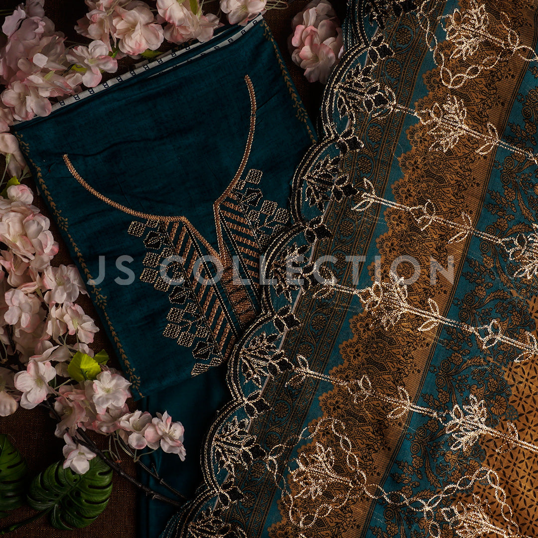 3 Pc Lawn Embroidered Chiffon Dupatta Cutwork Un-stitched-UN2103