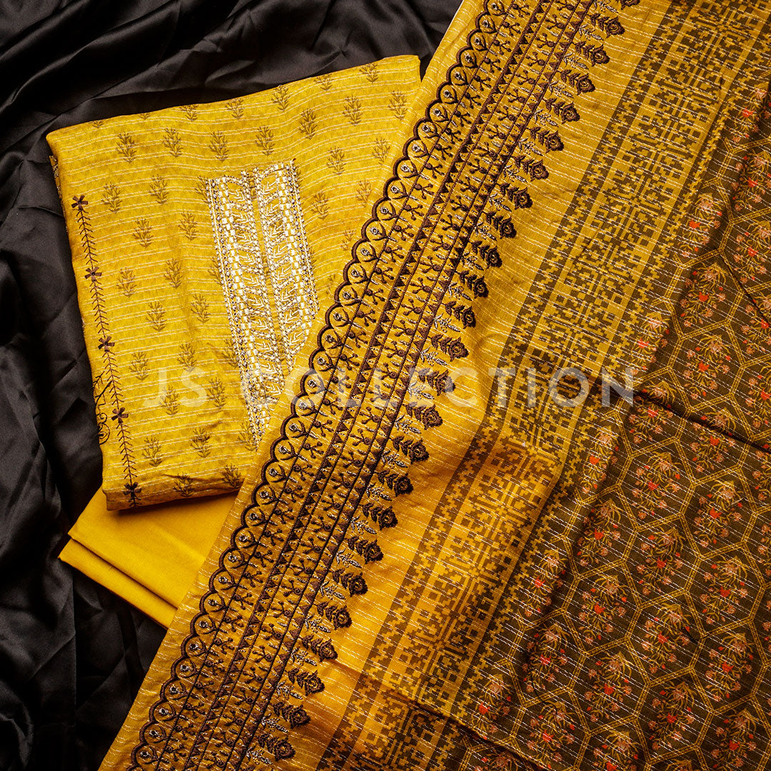 3 Pc Digital Slub Lawn Embroidered Dupatta Un-stitched-UN2172
