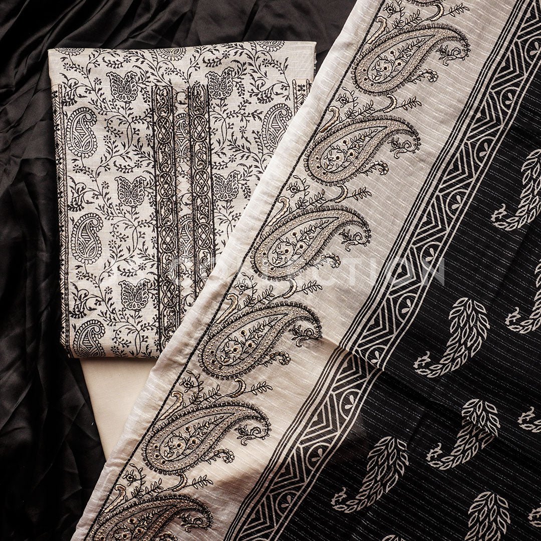 3 Pc Digital Slub Lawn Embroidered Dupatta Un-stitched-UN2157