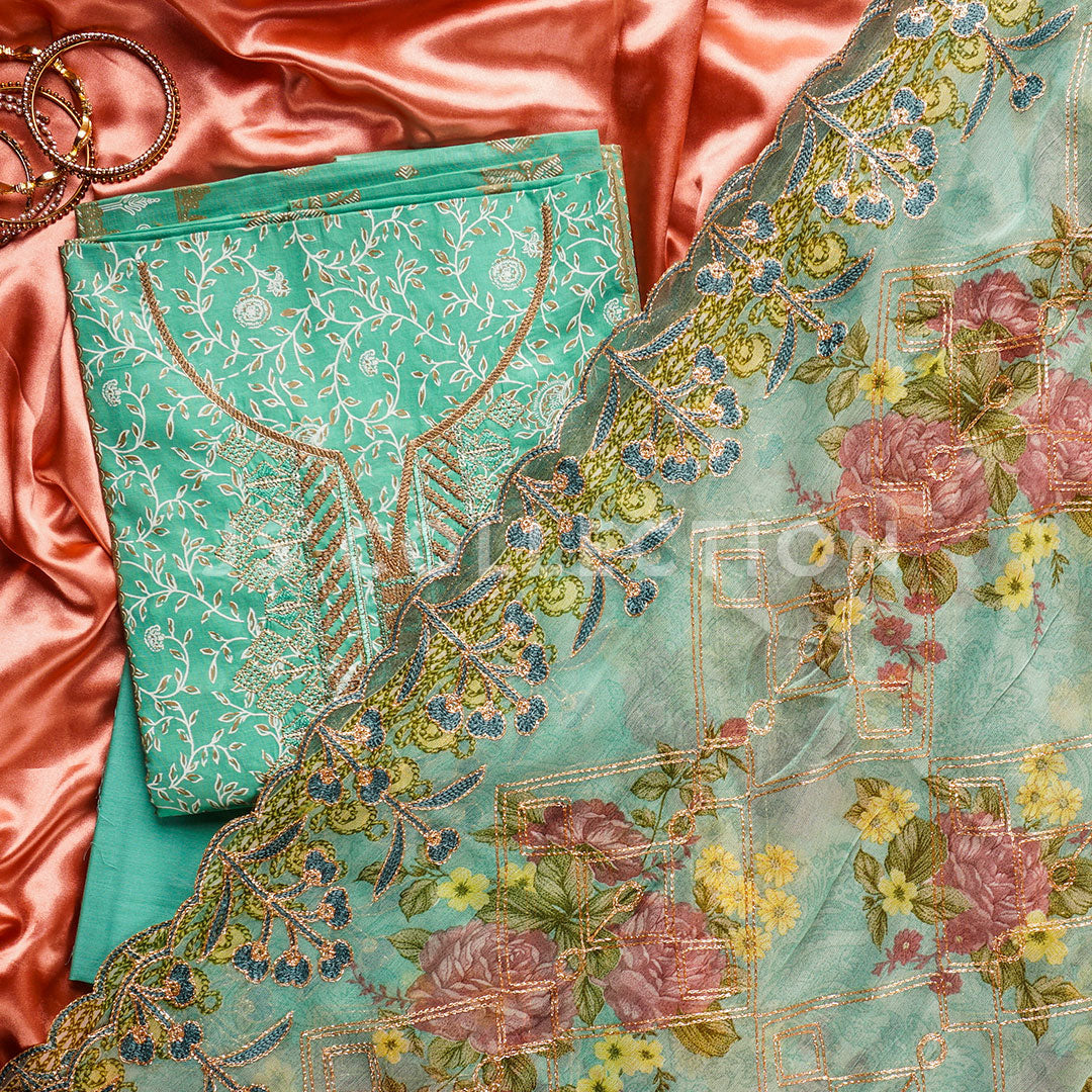 3 Pc Lawn Embroidered Chiffon Dupatta Cutwork Un-stitched-UN2166