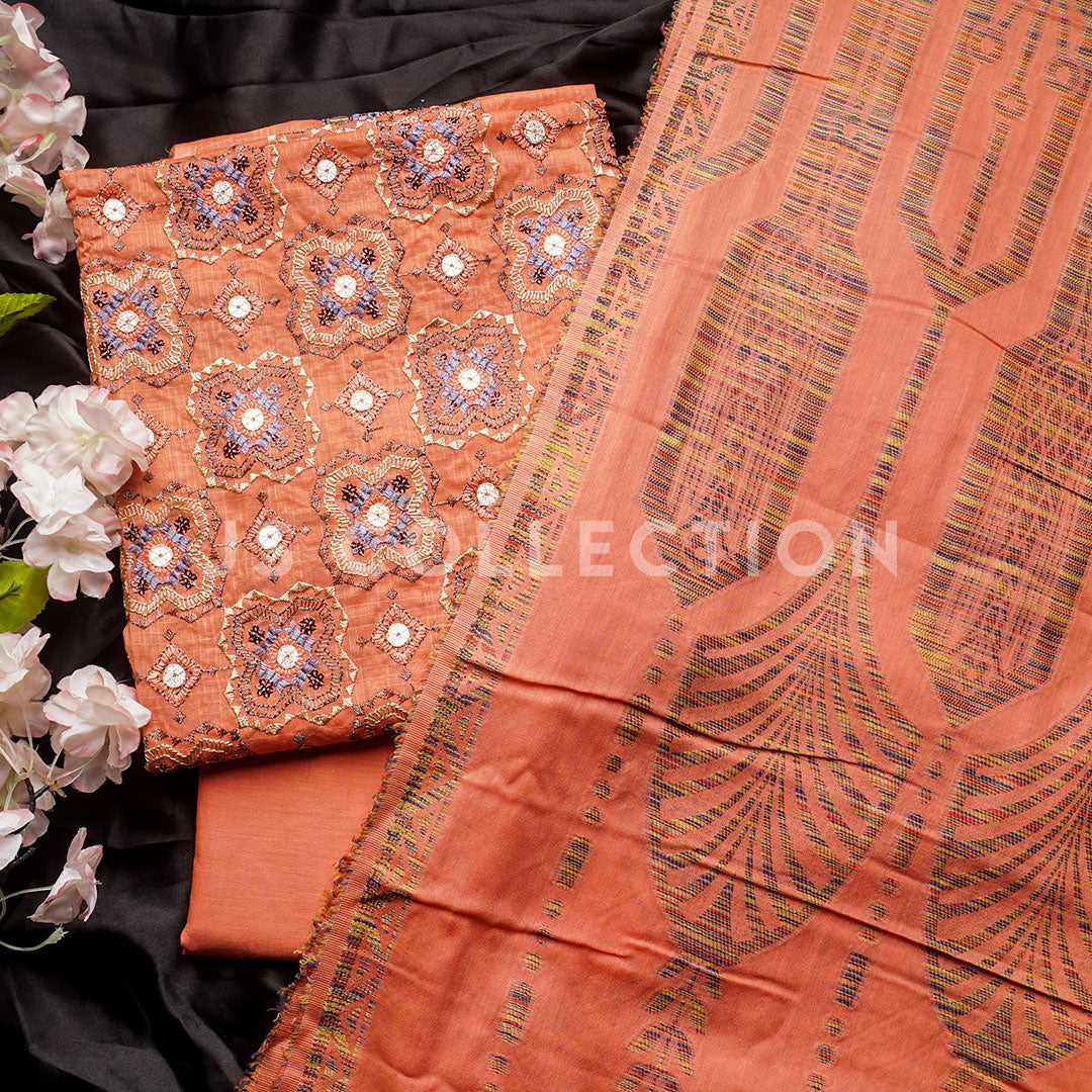 3 Pc Lawn Embroidered Suit with Brochia Dupatta Un-stitched-UN2189