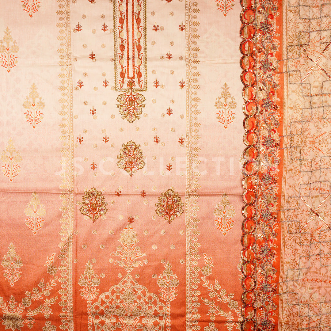 3 Pc Lawn Embroidered Chiffon Dupatta Cutwork Un-stitched-UN2294