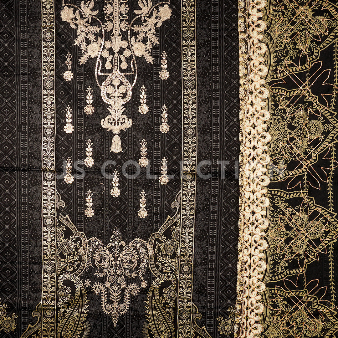 3 Pc Lawn Embroidered Chiffon Dupatta Cutwork Un-stitched-UN2279