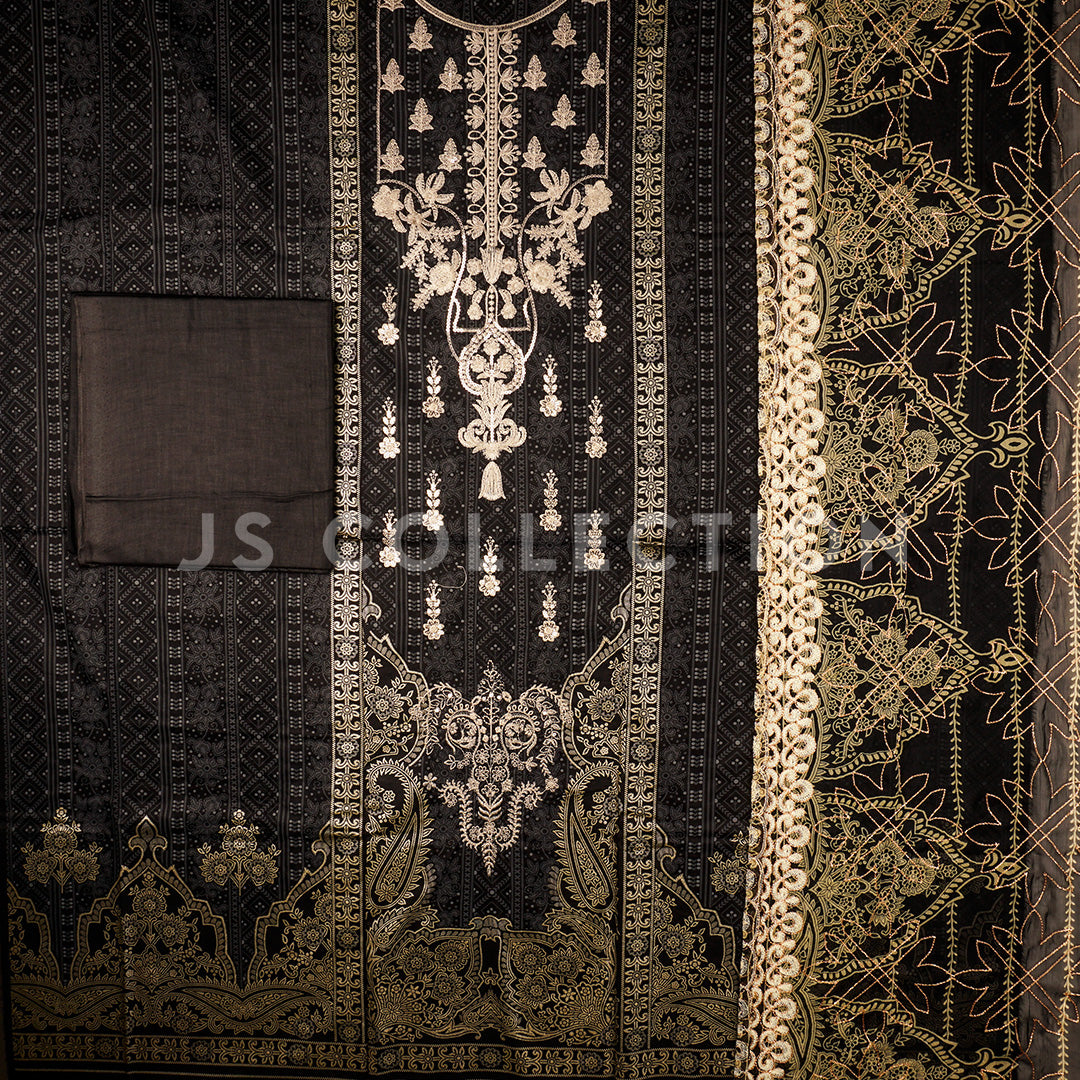 3 Pc Lawn Embroidered Chiffon Dupatta Cutwork Un-stitched-UN2279
