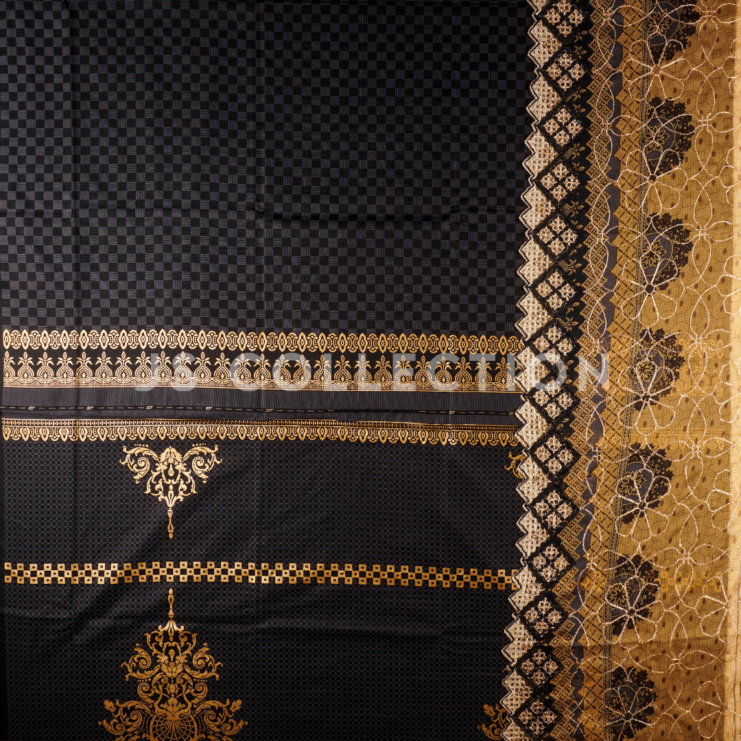 3 Pc Lawn Embroidered Chiffon Dupatta Cutwork Un-stitched-UN2144