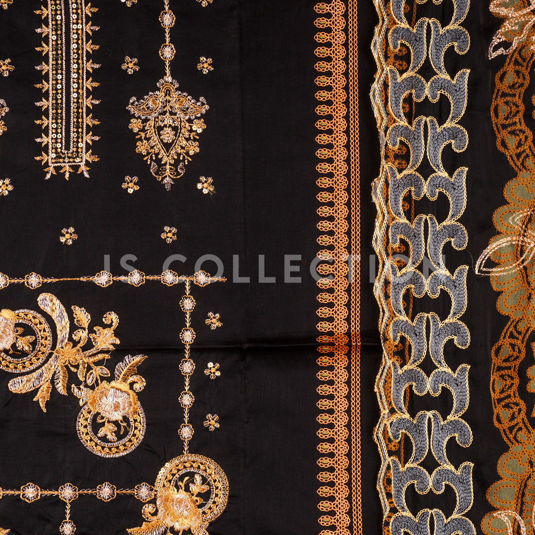 3 Pc Lawn Embroidered Chiffon Dupatta Cutwork Un-stitched-UN2241