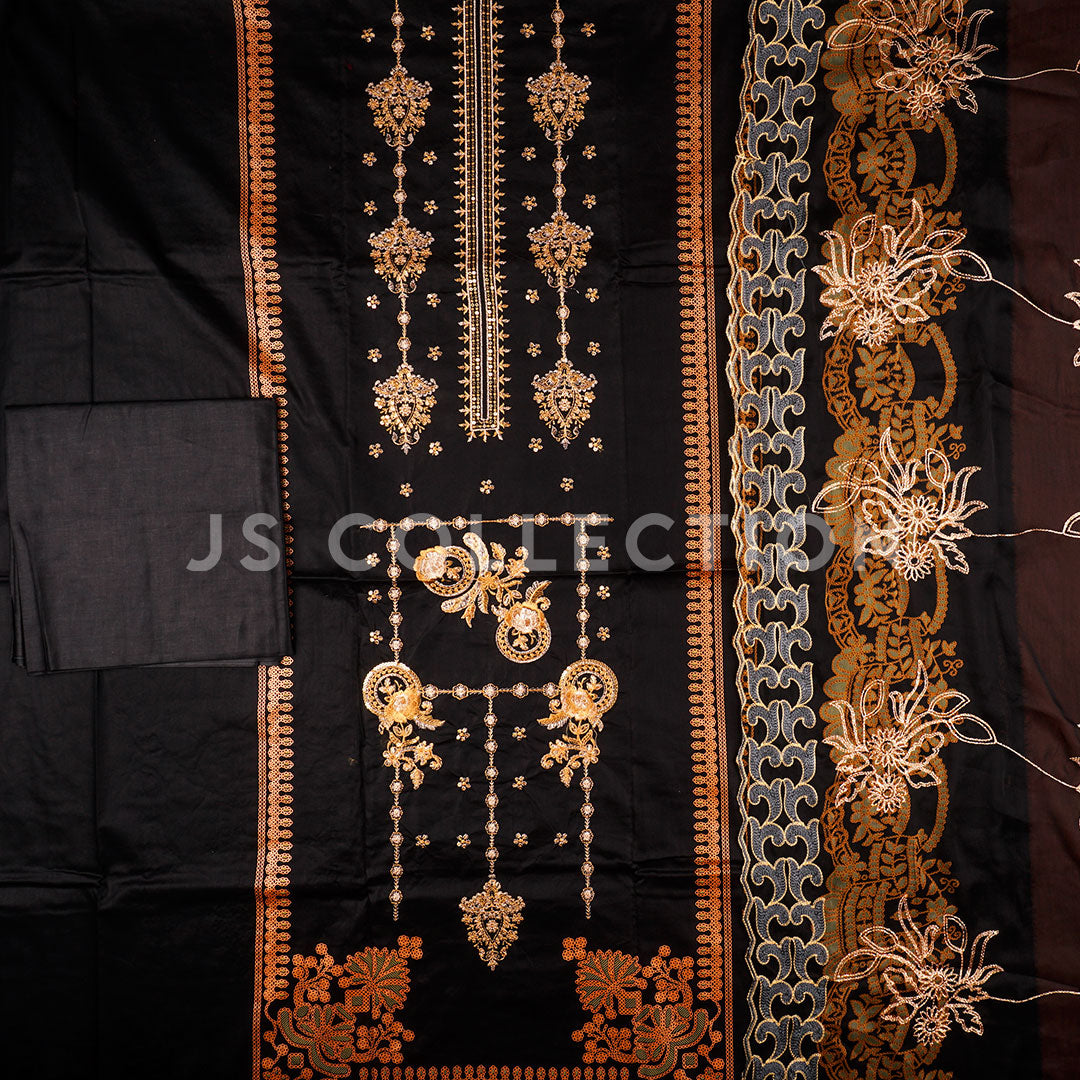 3 Pc Lawn Embroidered Chiffon Dupatta Cutwork Un-stitched-UN2241
