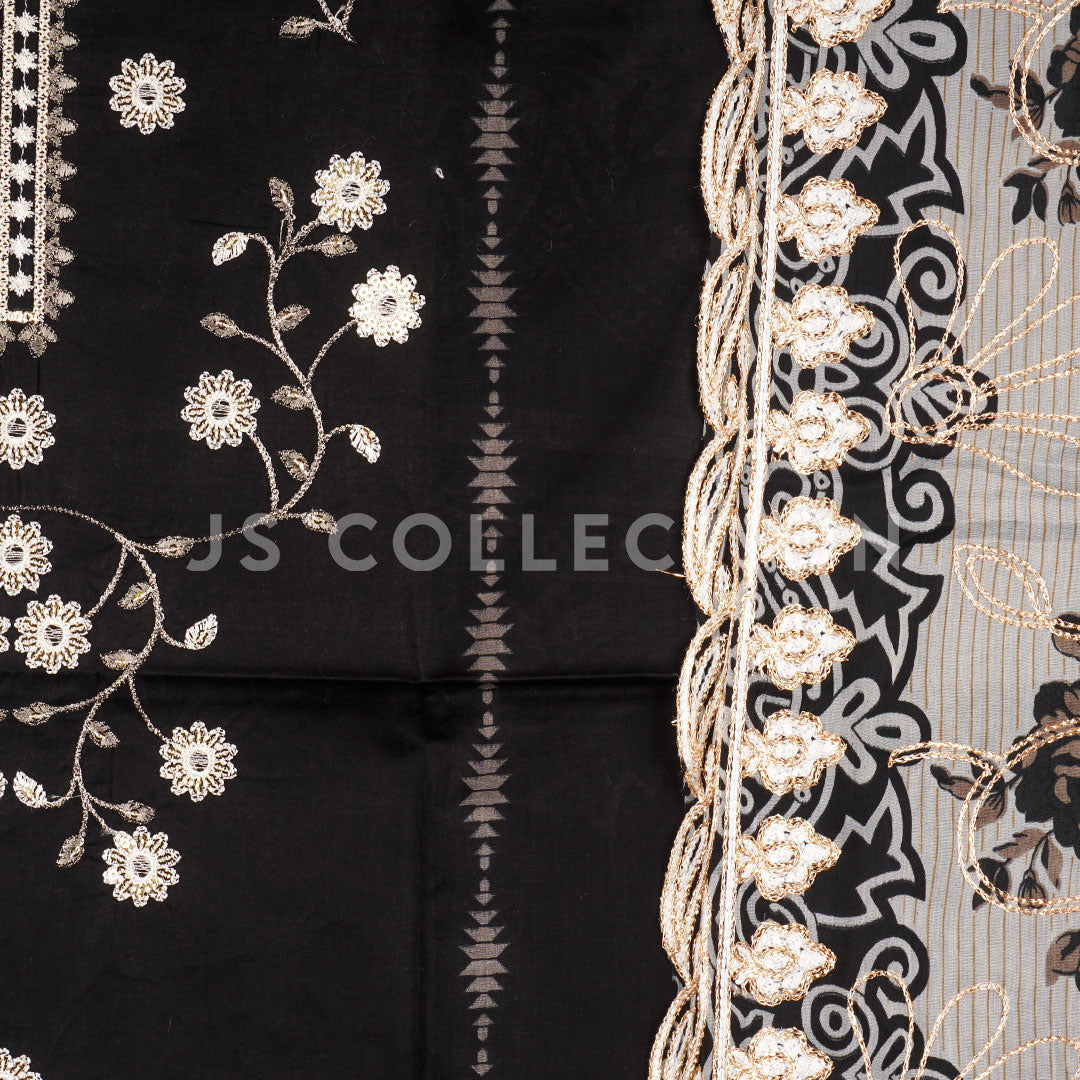 3 Pc Lawn Embroidered Chiffon Dupatta Cutwork Un-stitched-UN2238