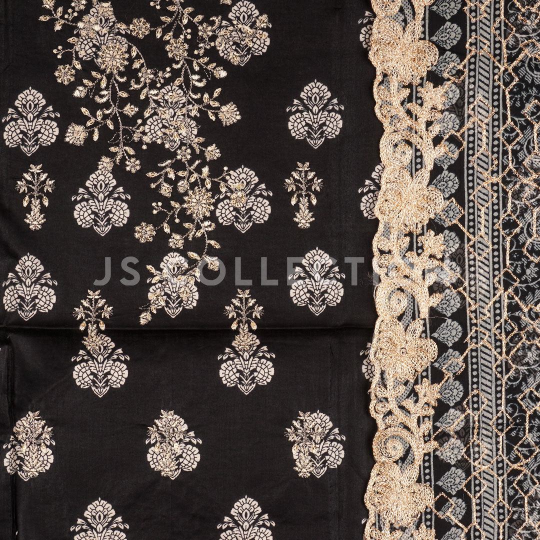 3 Pc Lawn Embroidered Chiffon Dupatta Cutwork Un-stitched-UN2235