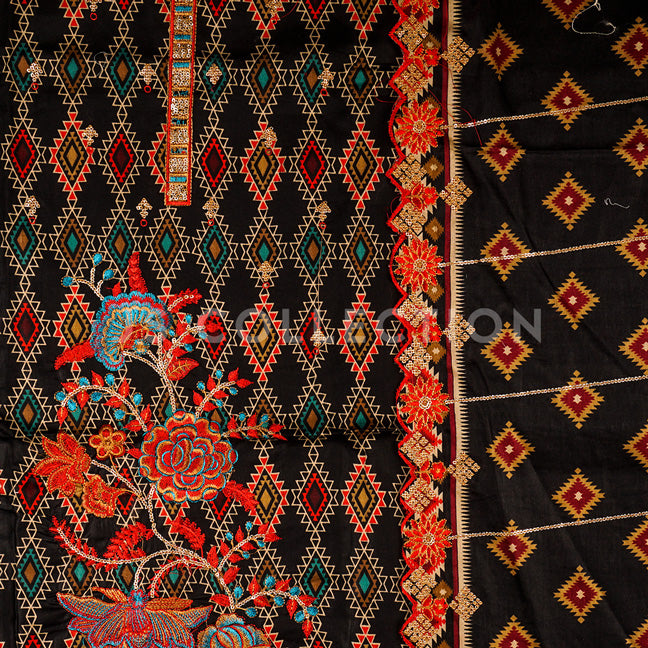 3 Pc Lawn Embroidered Lawn Dupatta Cutwork Un-stitched-UN2078