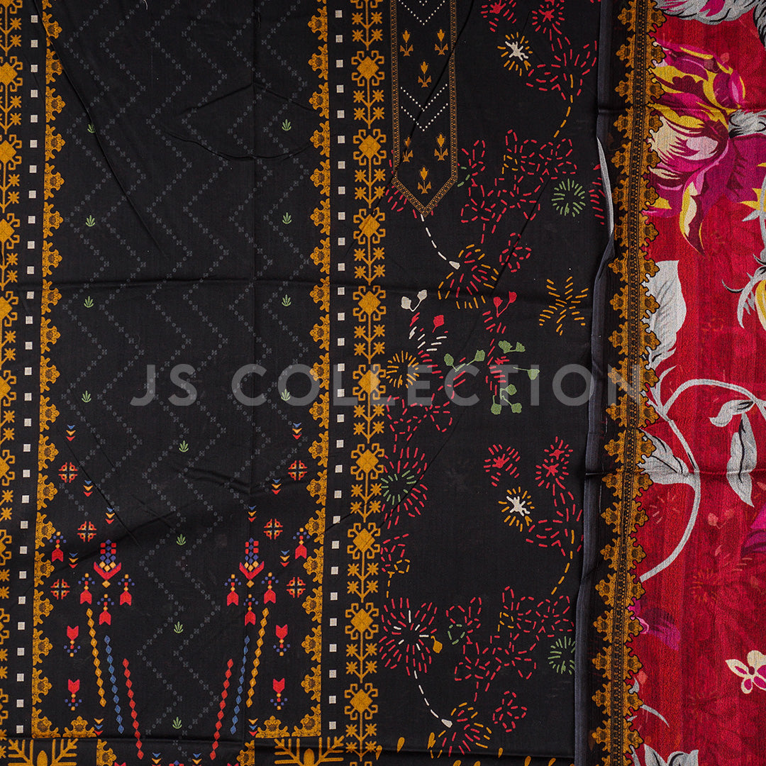 3 Pc Lawn Printed Bamber Chiffon Dupatta Un-stitched-UN2135
