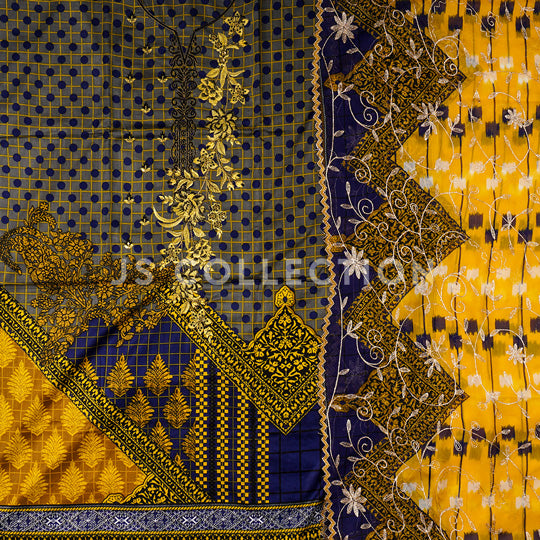 3 Pc Lawn Embroidered Chiffon Dupatta Cutwork Un-stitched-UN2027